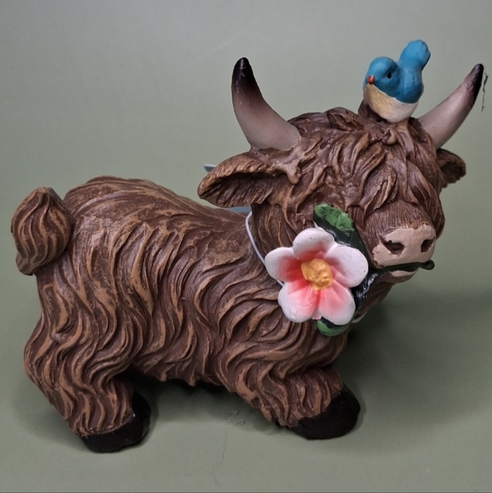 Hobby Lobby Spring 2026 Bird on Highland Cow 3" Figurine NWT